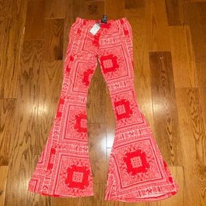 paisley print flare out pants